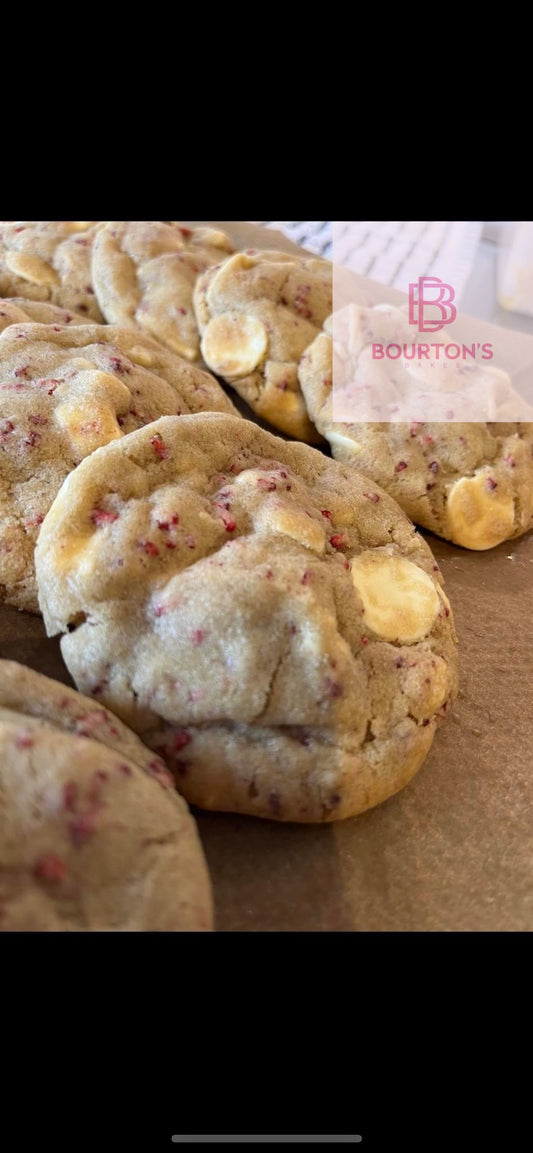 Raspberry and white chocolate cookies x6